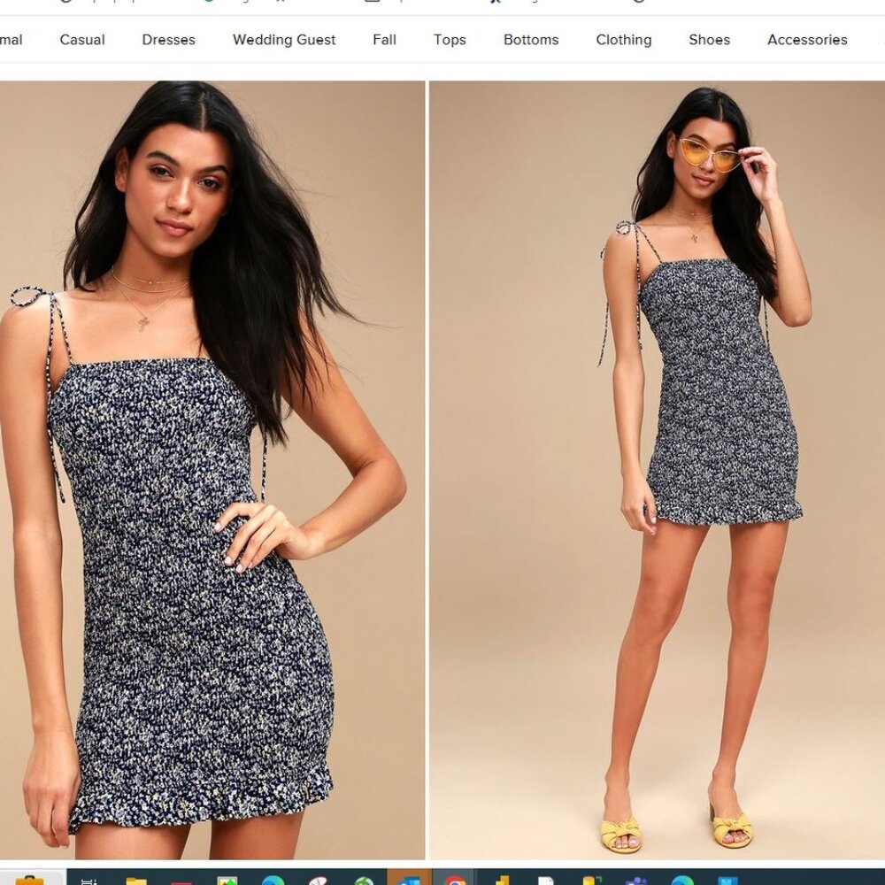 Smock in the Park Navy Blue Floral Print Smocked Bodycon Dress